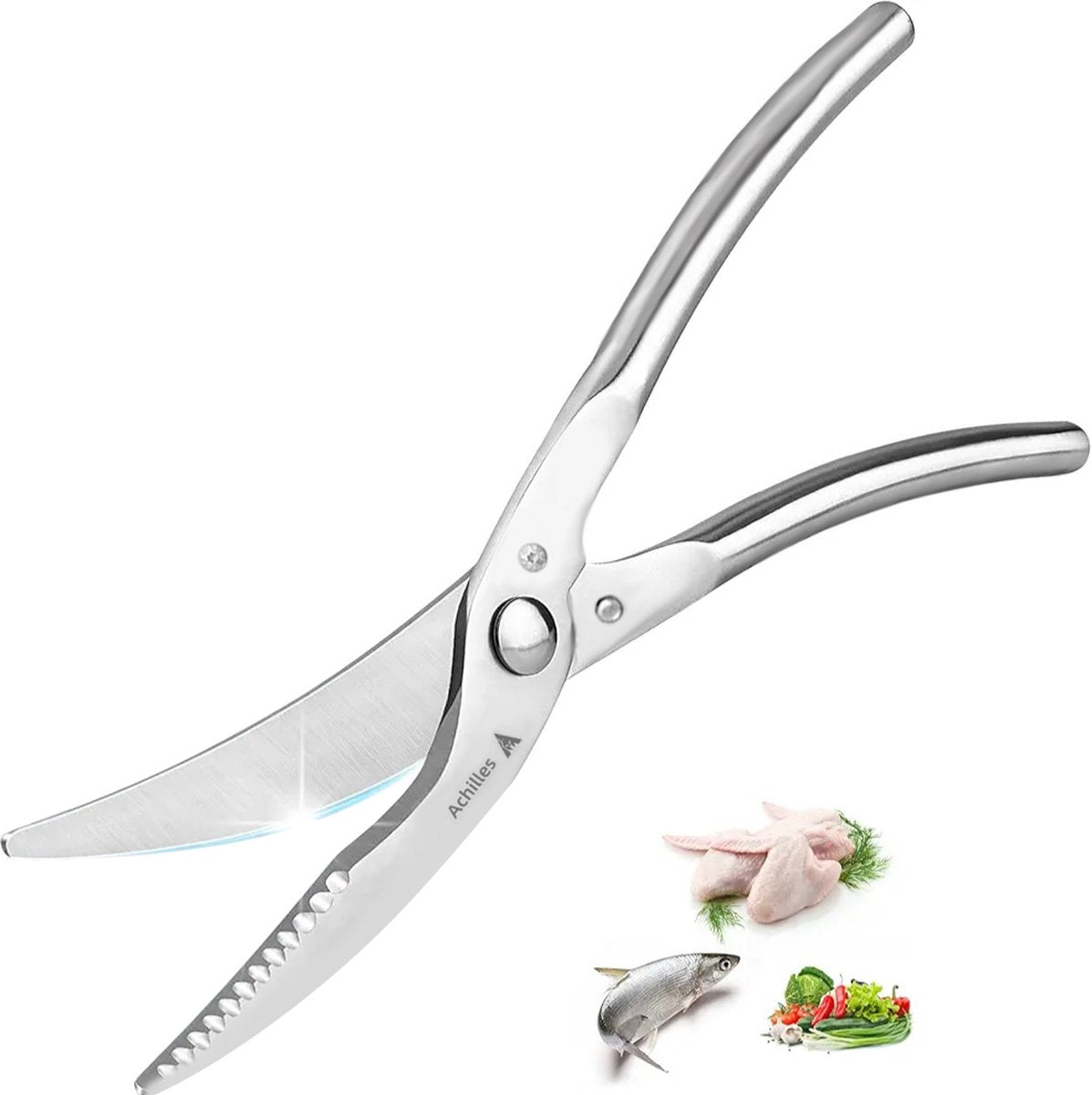 Achilles® Keukenschaar - Vleesschaar - RVS - Schaar Voor Kip en Vis - Gevogelteschaar