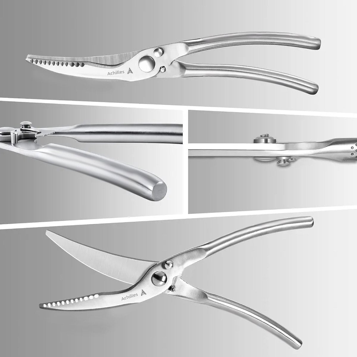 Achilles® Keukenschaar - Vleesschaar - RVS - Schaar Voor Kip en Vis - Gevogelteschaar