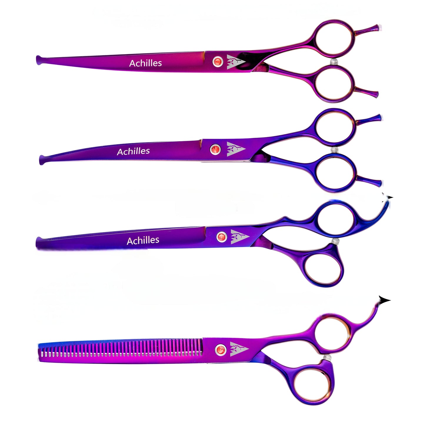 Achilles® Murasaki (紫) 7 Inch Scharenset Hond -Extra Veiligheid - Hond Schaar - Effileerschaar Hond