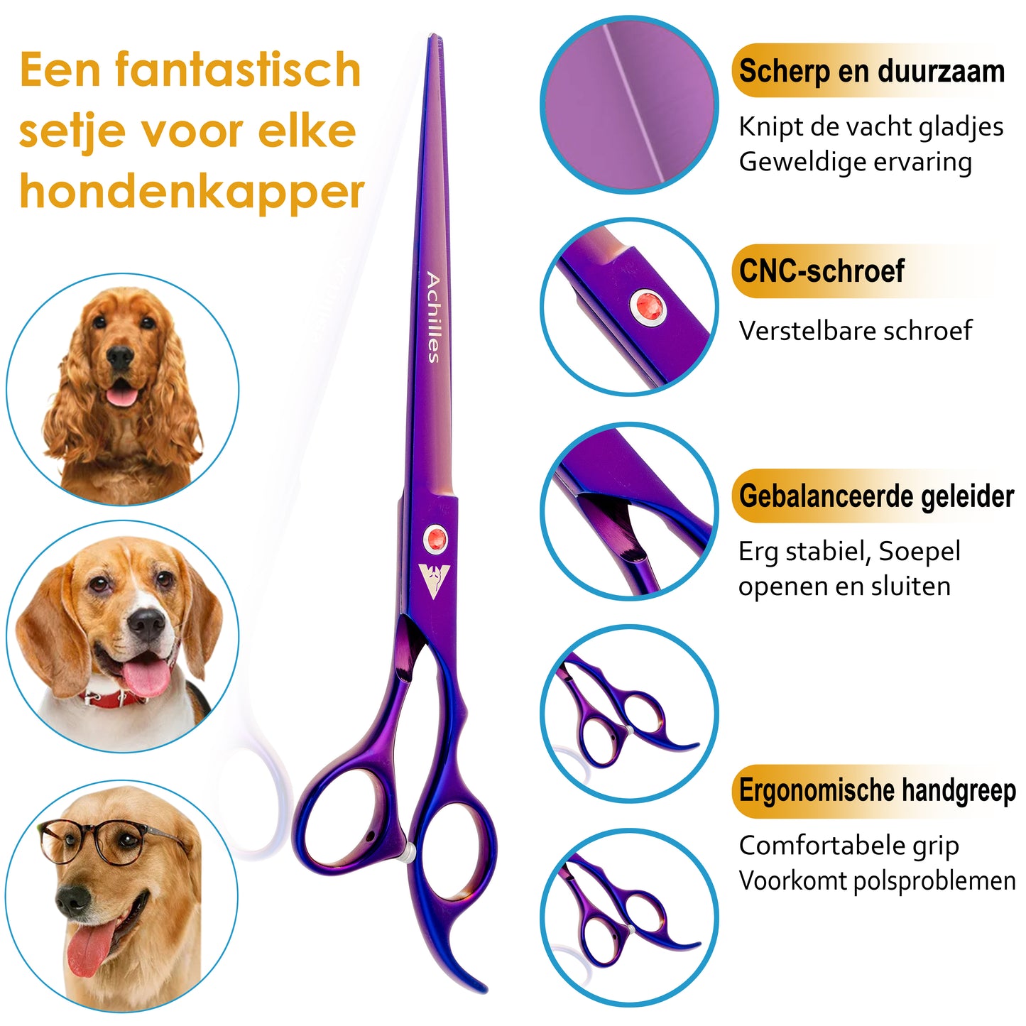Achilles® Professionele 8-Delig Scharenset Hond