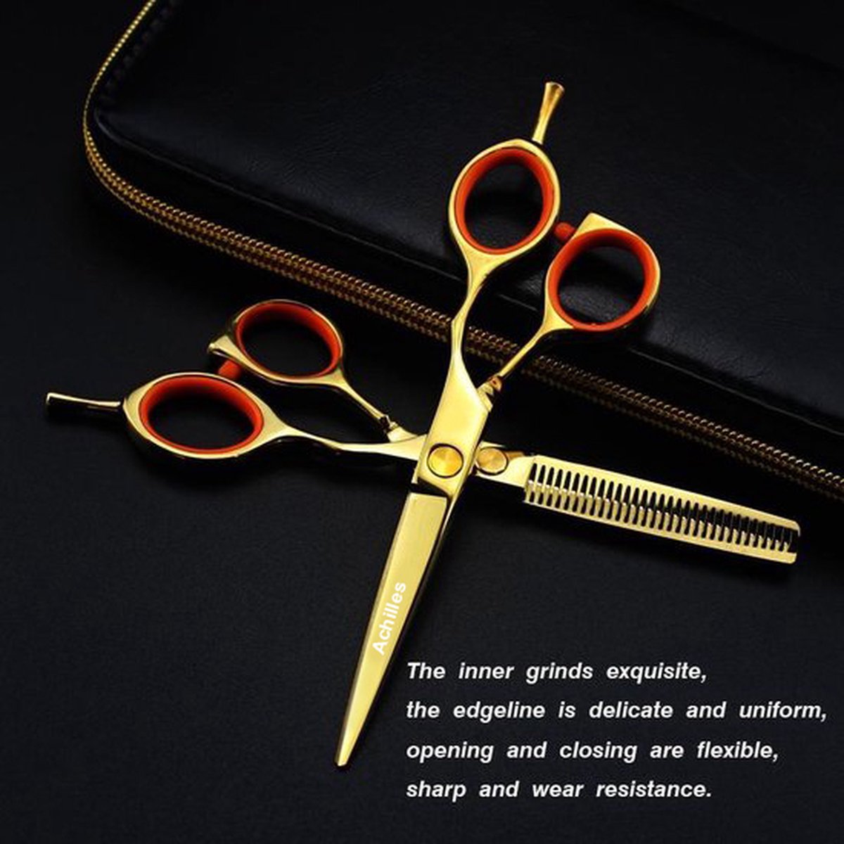 Achilles Professionele Kappersschaar Set 5.5 Inch +Missan Kam Set - Professionele Knipschaar & Uitdunschaar - Effileerschaar