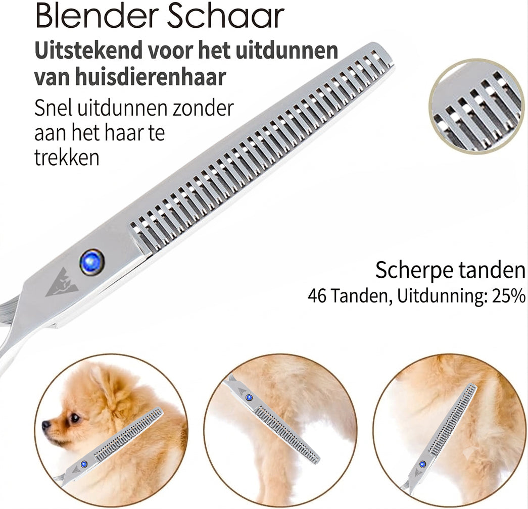 Achilles® Wakumi Pro Hondenschaar - 7 INCH Scharenset Hond- Trimschaar Honden - Effileerschaar Hond