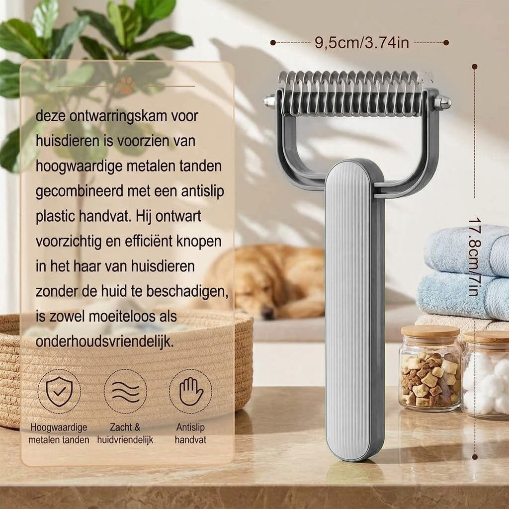 Achilles® Dubbelzijdige Ontwoller & Ontklitborstel – Hondenborstel & Kattenborstel - Onderwol