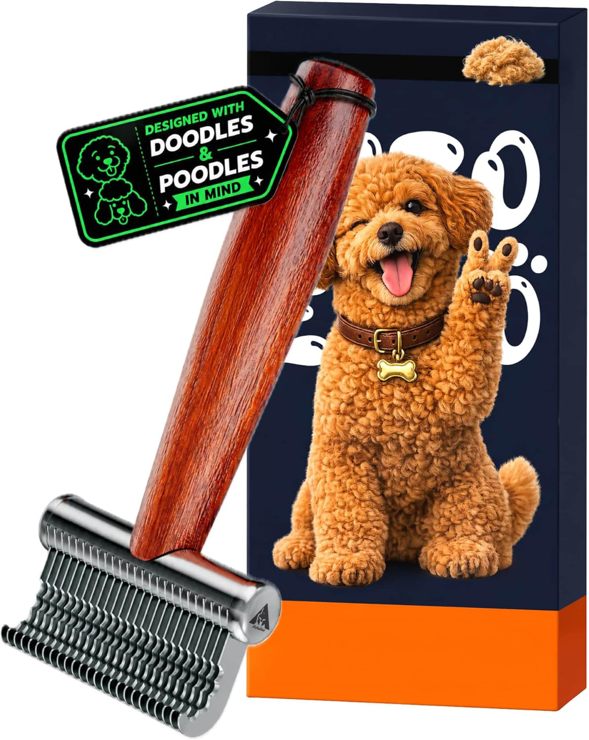 Achilles® Honden Ontklittingskam & Onderwolhark – Voor Poedels, Labradoodle en Langharige Honden