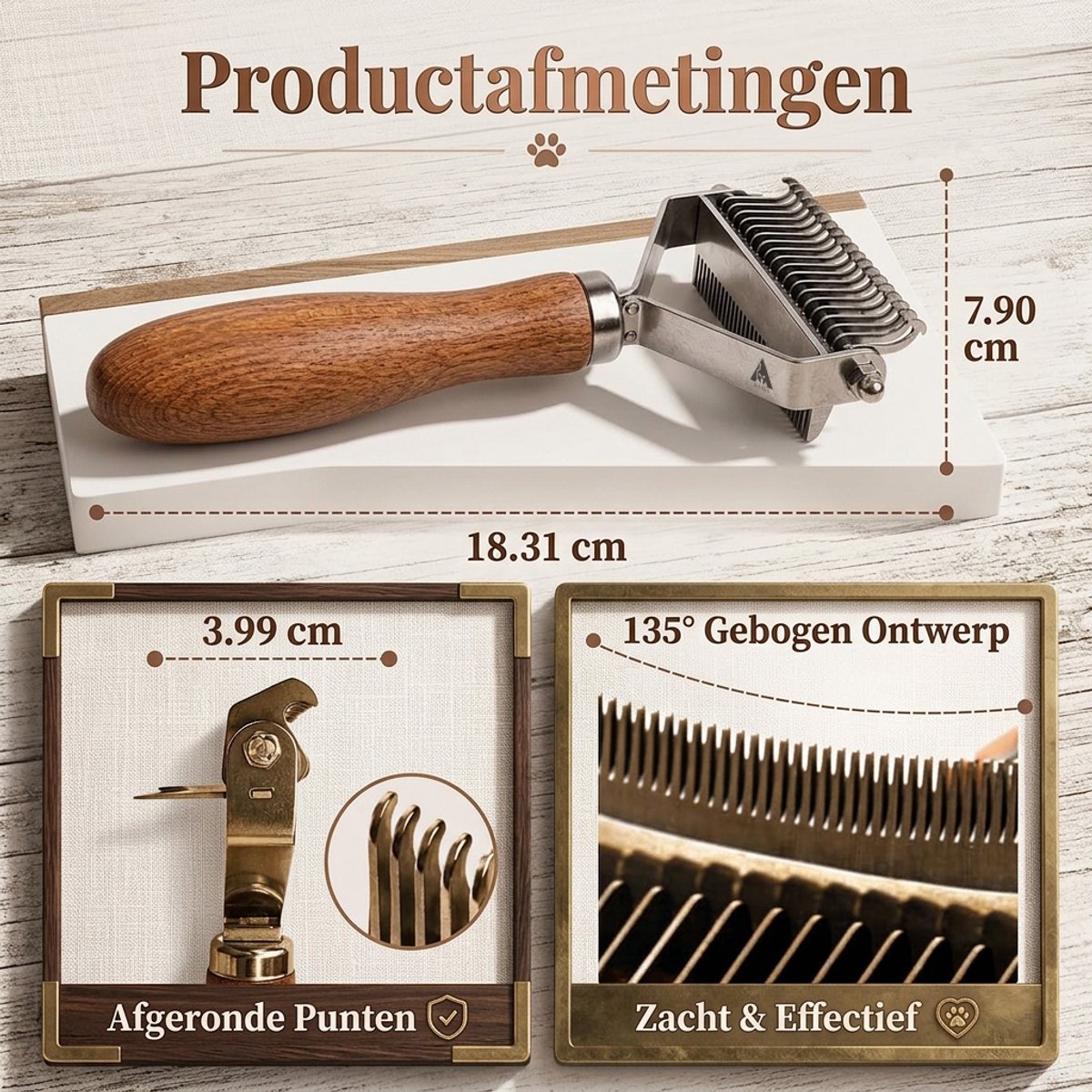 Achilles® 2-in-1 Kattenborstel – Dubbelzijdige Ontklittingskam & Ontwoller – Vachtverzorging