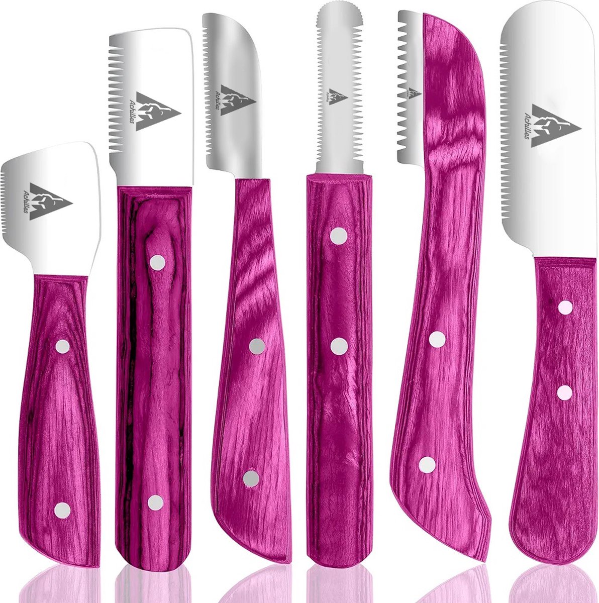 Achilles® Pinku (桃色) - Trimmes Set Kat & Hond - Plukmes - Stripmes Set – Beukenhout