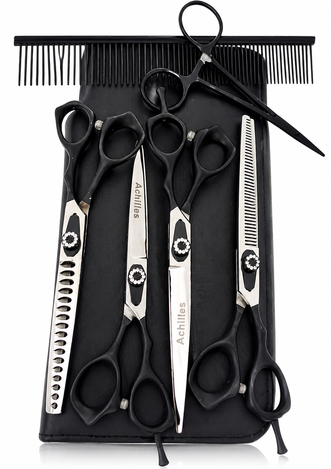 Achilles® Hondenschaar - 7 Delige Scharenset - 7 INCH Scharenset Hond - Trimschaar Hond - Huisdier Knipset - Effileerschaar Hond