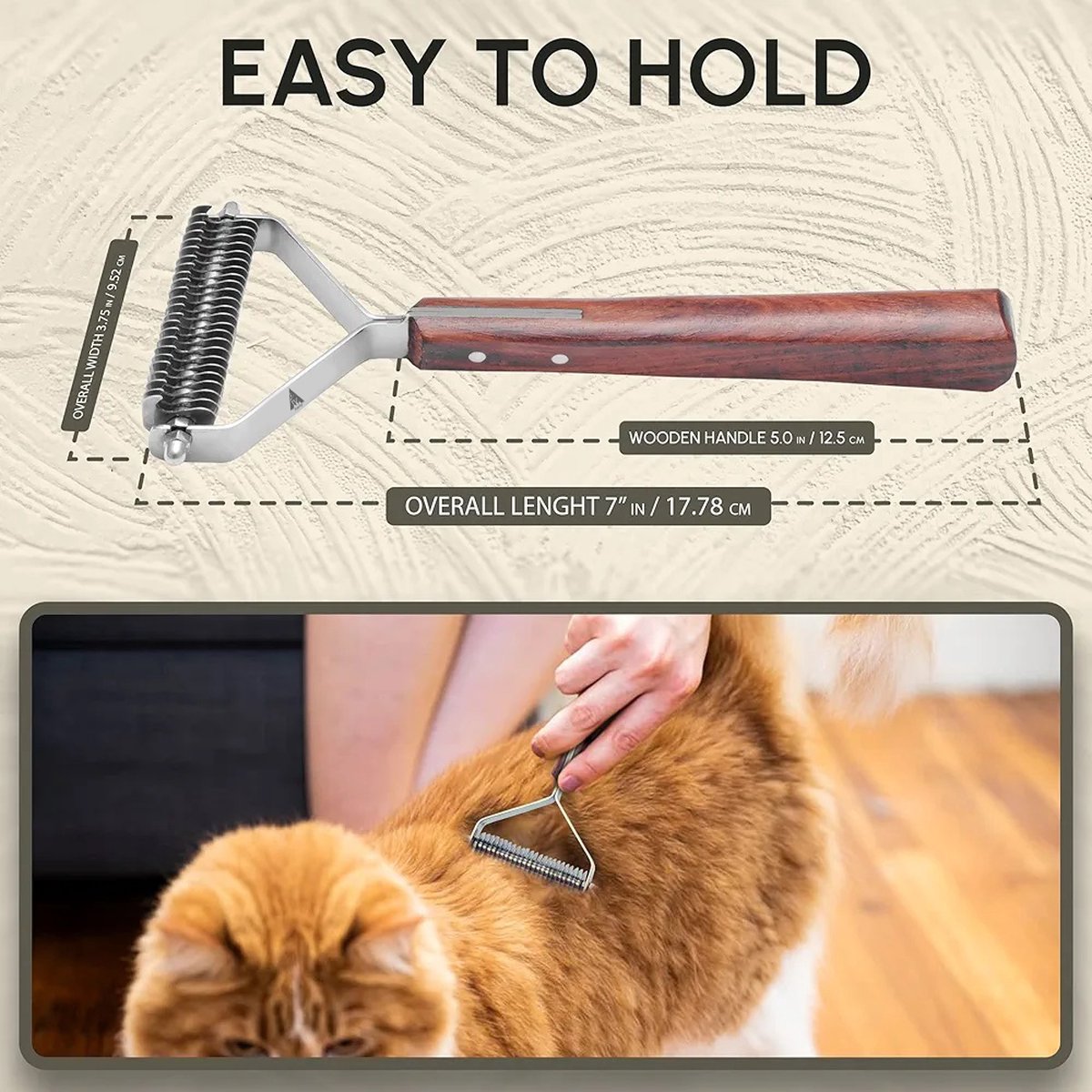 Achilles® Ondervacht Kam Hond en Kat - Kattenkam - Kattenborstel - Ondervachtkam - Trimmes