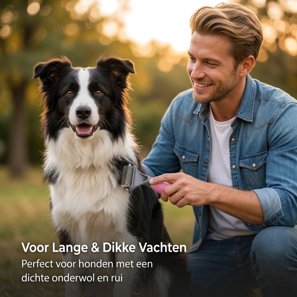 Achilles® Premium 2-in-1 Vachtborstel voor Hond, Kat & Paard – Dubbelzijdige Onderwol Kam & Klittenborstel