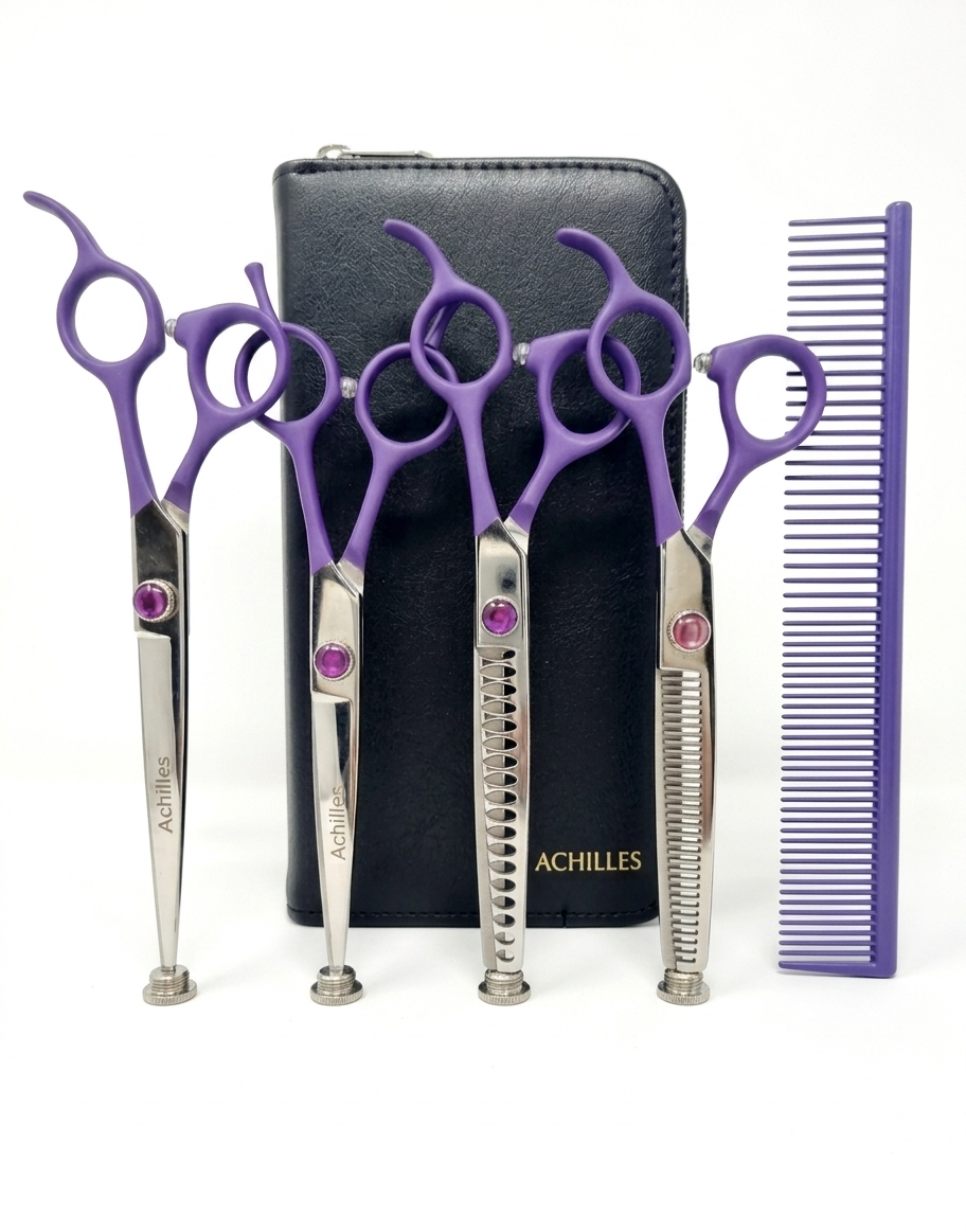 Achilles® Hondenschaar 7-Delig - Scharenset Hond - Trimschaar Voor Honden - Effileerschaar Hond