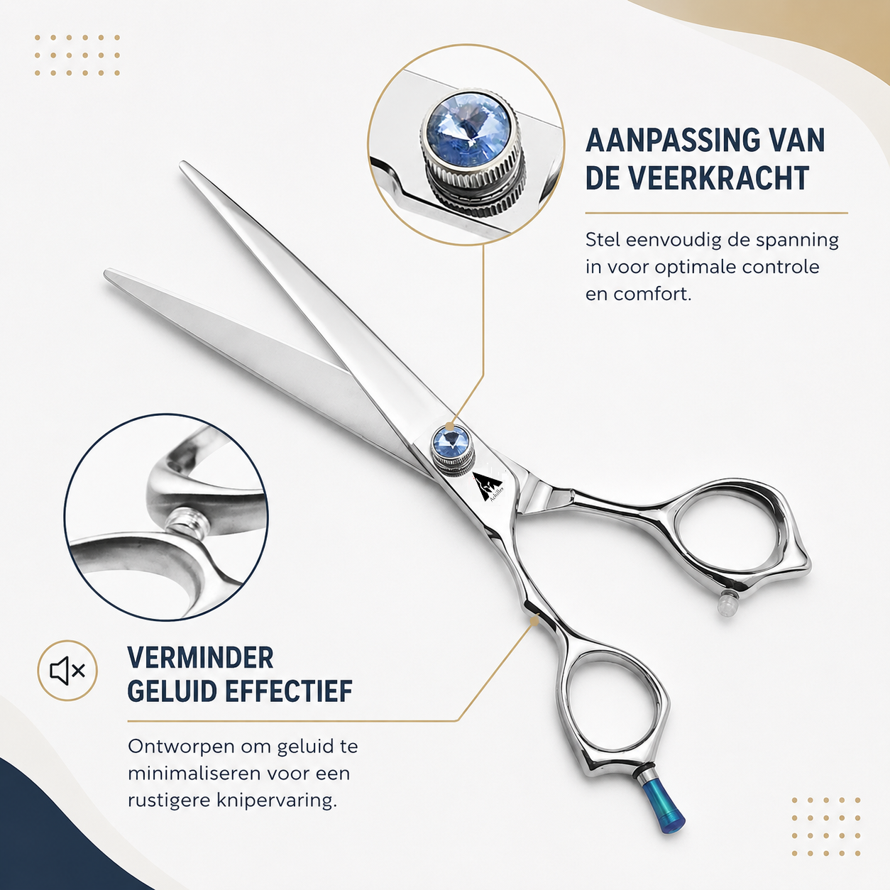 Achilles® Pro Linkshandig Hondenschaar 7.5 Inch – Rechte Trimschaar – JP440C RVS – 2 Jaar Garantie