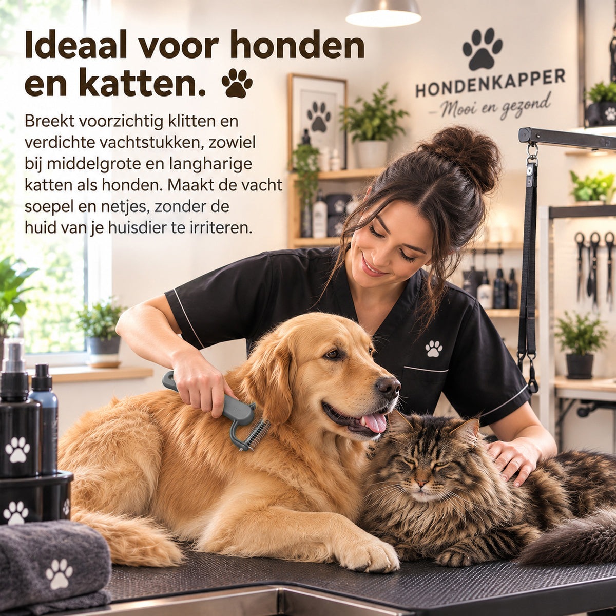 Achilles® Dubbelzijdige Ontwoller & Ontklitborstel – Hondenborstel & Kattenborstel - Onderwol