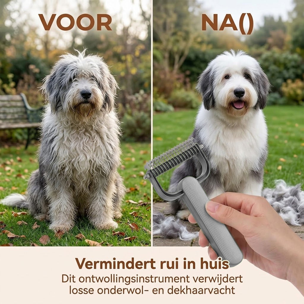 Achilles® Dubbelzijdige Ontwoller & Ontklitborstel – Hondenborstel & Kattenborstel - Onderwol